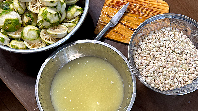 皮のない柚子をもらったのでポン酢醤油を作ってみた