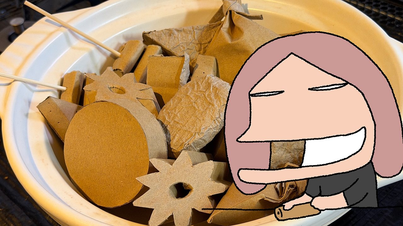ダンボールおでん・ダンボールでできているのに美味しそう（食べられません）