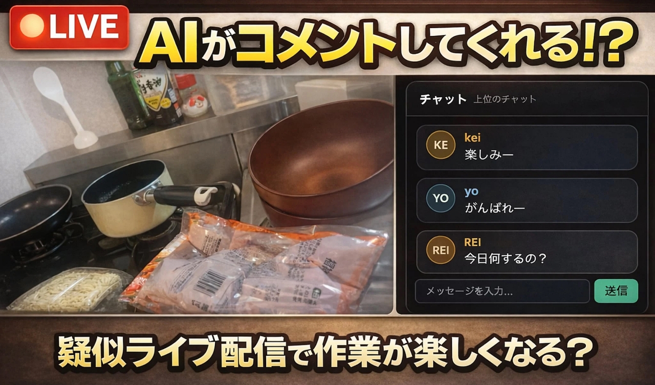 AIがコメントしてくれる擬似ライブ配信をすると作業が楽しくなる　「見られてる感」が楽しさも効率も上げる！