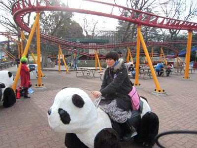 人生で初めて歩くパンダちゃんに乗るわたくし（39歳）