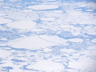 飛行機から見えるのはひたすら氷