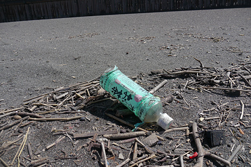 軽いペットボトル類は吹き飛ばされてしまうらしく、あまり海岸に残っていなかった。