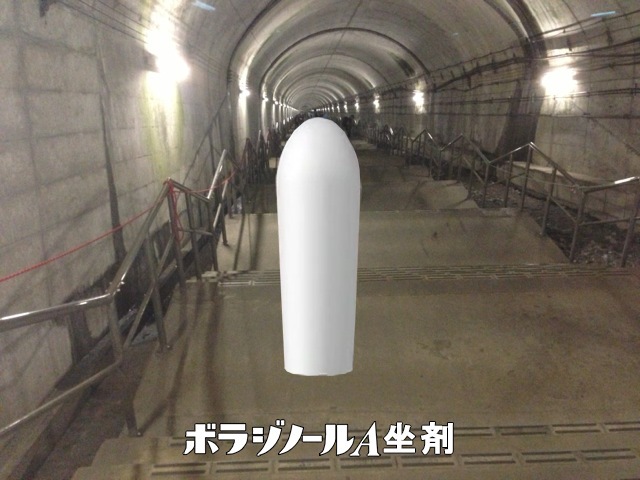 土合駅のトンネルである。ひたすら深い。