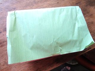 ビニール＆緑のうすい紙に包まれていました。