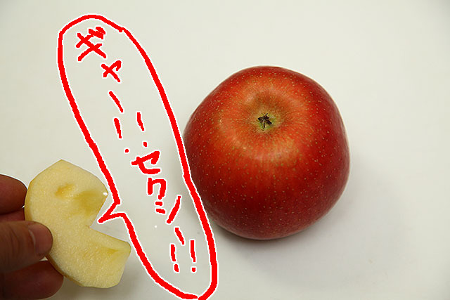 リンゴって食べるように切ると顔みたいだよね。