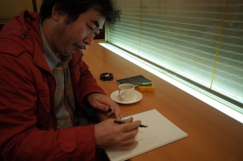 パフェ侍の記事等に登場頂いた川崎さんに描いてもらった。川崎さんは本職のグラフィック・デザイナーなのだ。 