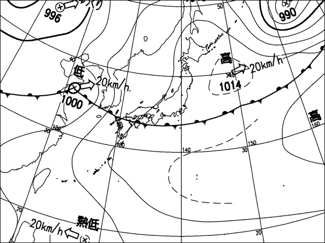 2009年7月12日午前3時。気象庁天気図。