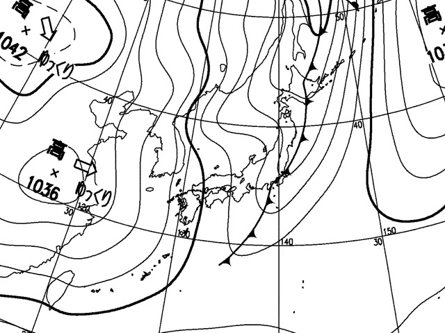 2008年12月5日夕方。気象庁天気図。