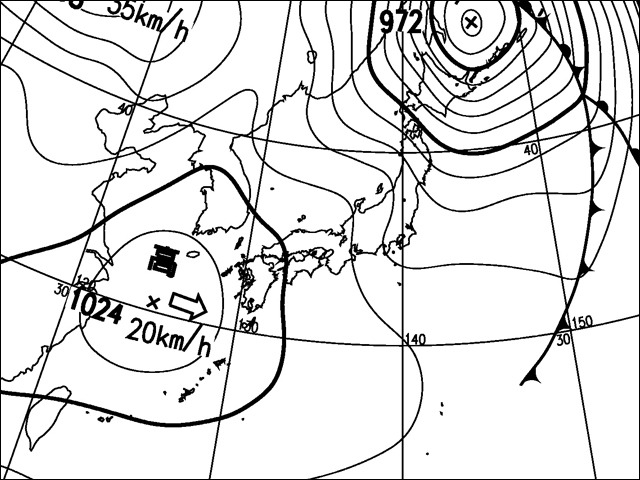 2010年12月4日正午。気象庁天気図。