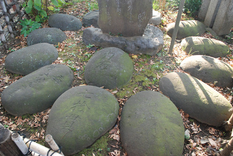 新井村周辺に住む若者たちによって奉納された13個の力石