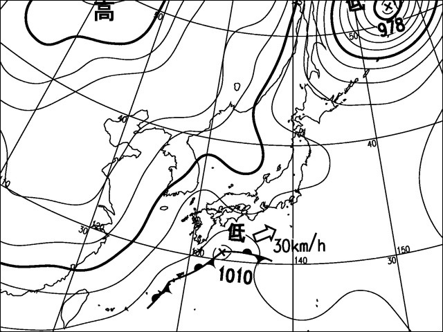2011年2月11日朝3時。気象庁天気図。