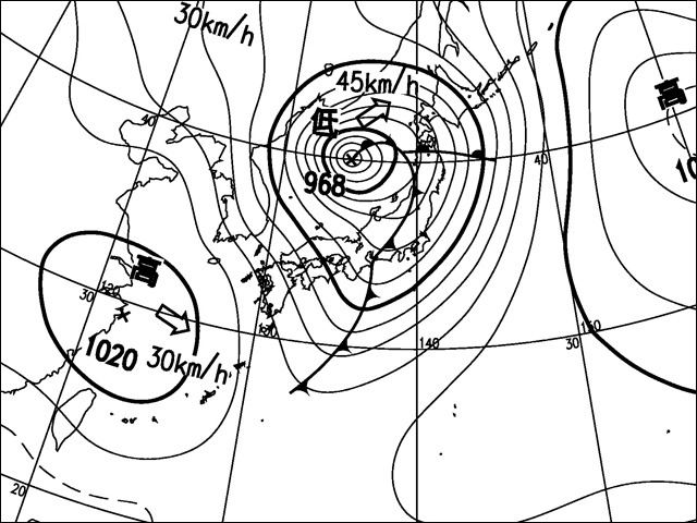 2012年4月3日夕。気象庁天気図