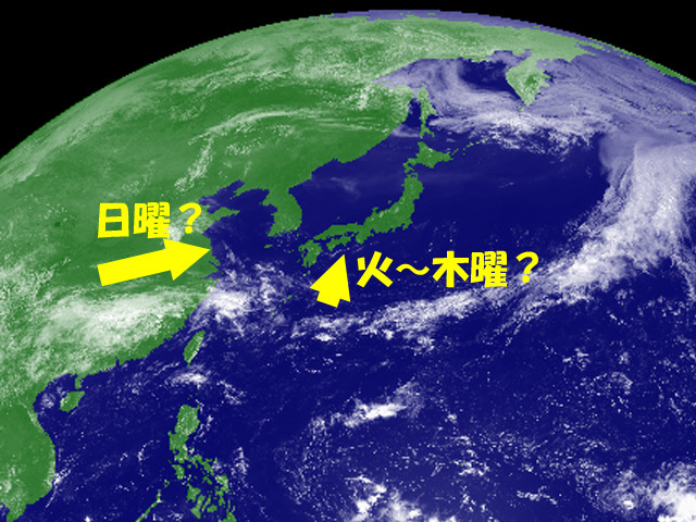 すごく広く晴れている日本列島。南や西にある雨雲が来なければ、晴れ続きとなるが…。（27日の雲画像・気象庁HPより