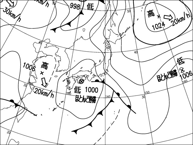 朝。気象庁天気図