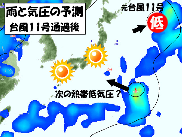台風11号が去ると晴天に。次の熱帯低気圧や台風がポイント。