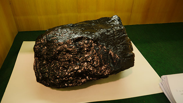 これが石炭です（ピカピカしていた、カメラのピンが合わなかった）