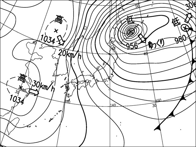 2014年12月17日。気象庁天気図