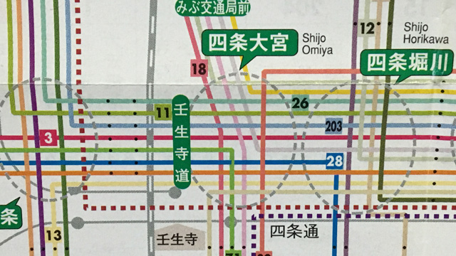 昔の京都市交通局バス路線図・撮影：西村