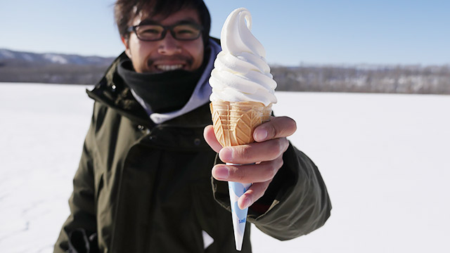 寒くても美味しいのがソフトクリームです！