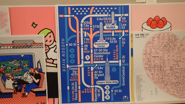 ニューヨーク地下鉄路線図の一部を拡大したポスター