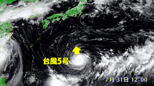 7月だけで台風が8個も発生。そのうち長生きの5号は、太平洋で迷走しているうちに非常に強く発達。