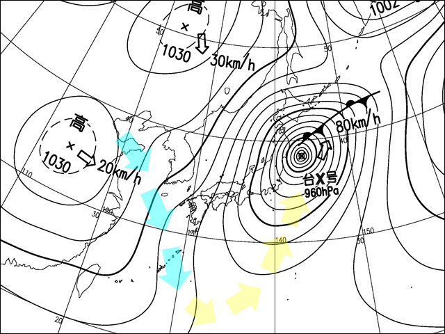 2013年10月16日。気象庁天気図。