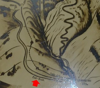 矢印で示したルートがボブスレーコース（日光ニ於ケル冬季オリンピック施設計画書（栃木県）より）
