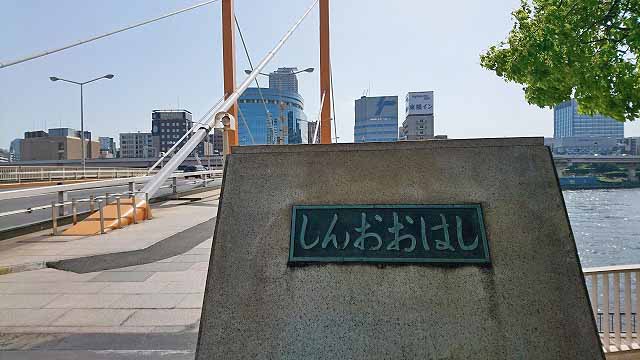 これが、江戸の町民が夢にまで見た新大橋。それをいまの光景で再び句に詠むとこうなる。